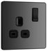 BG Evolve Polycarbonate Black Chrome Single Socket PCDBC21B Available From RS Electrical left side