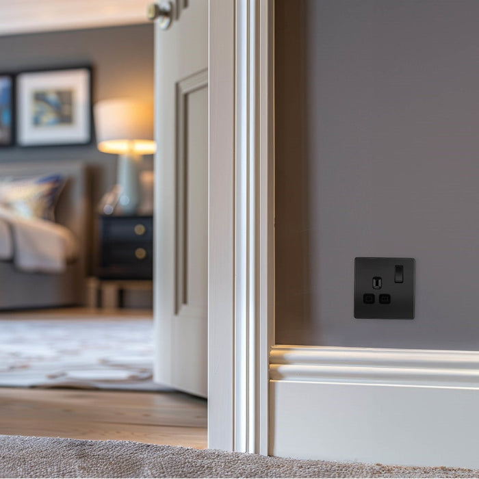 BG Evolve Polycarbonate Black Chrome Single Socket PCDBC21B Available From RS Electrical interior
