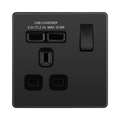 BG Evolve Black Chrome 13A Single USB Socket PCDBC21U2B