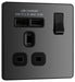 BG Evolve Polycarbonate Black Chrome Single USB Socket PCDBC21U2B Available From RS Electrical left side