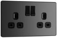 BG Evolve Polycarbonate Black Chrome Double Socket PCDBC22B Available From RS Electrical left side