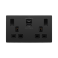 BG Evolve Black Chrome 13A Double USB Socket with 22W A+C Ports PCDBC22UAC22B