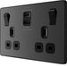 BG Evolve Black Chrome 13A Double USB Socket with 22W A+C Ports PCDBC22UAC22B right side