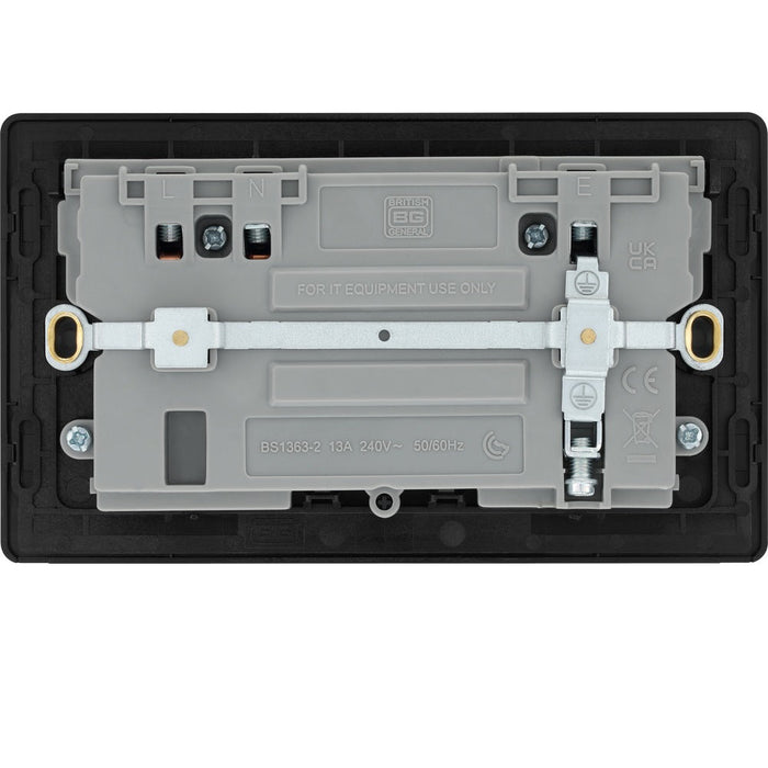 BG Evolve Black Chrome 13A Double USB Socket with 22W A+C Ports PCDBC22UAC22B back side