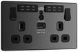 BG Evolve Polycarbonate Black Chrome Double USB Socket with WiFi Extender PCDBC22UWRB Available From RS Electrical left side