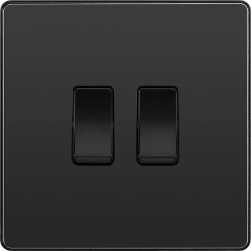 Front view of BG Evolve Black Chrome 2W & Intermediate Light Switch PCDBC2WINTB
