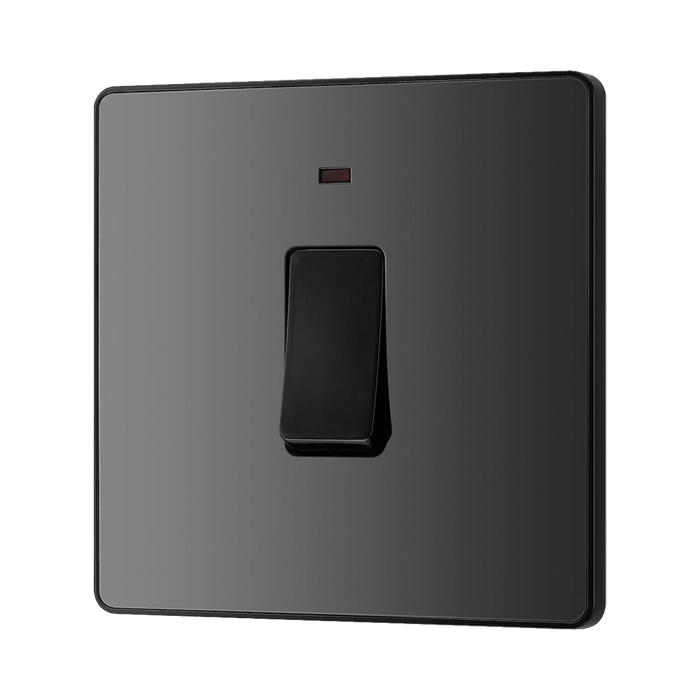 BG Evolve Polycarbonate Black Chrome 20A Double Pole Switch with Neon PCDBC31B Available From RS Electrical right side