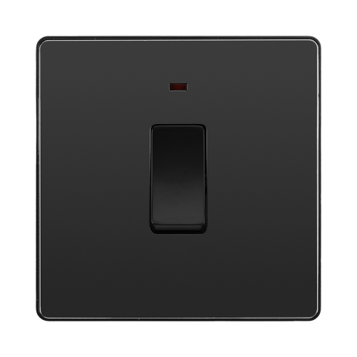 BG Evolve Black Chrome 20A Double Pole Switch with LED PCDBC31B
