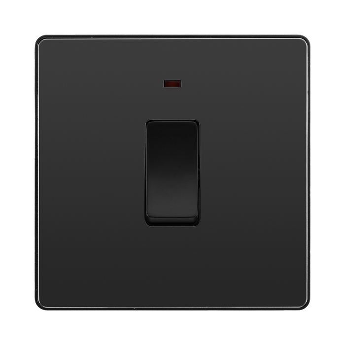 BG Evolve Black Chrome 20A Double Pole Switch with LED PCDBC31B