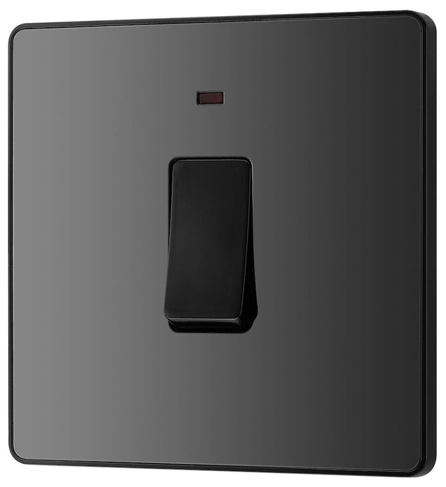 BG Evolve Polycarbonate Black Chrome 20A Double Pole Switch with Neon PCDBC31B Available From RS Electrical right side