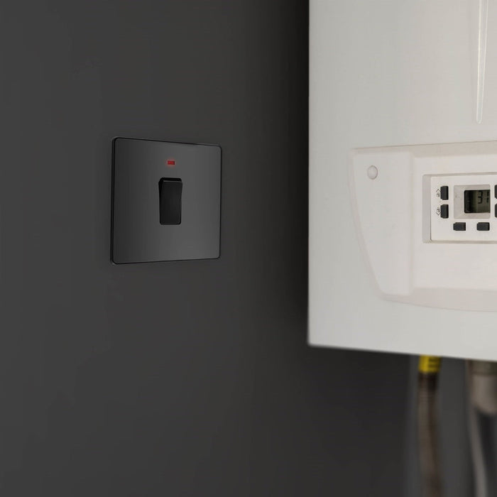 BG Evolve Polycarbonate Black Chrome 20A Double Pole Switch with Neon PCDBC31B Available From RS Electrical interior kitchen