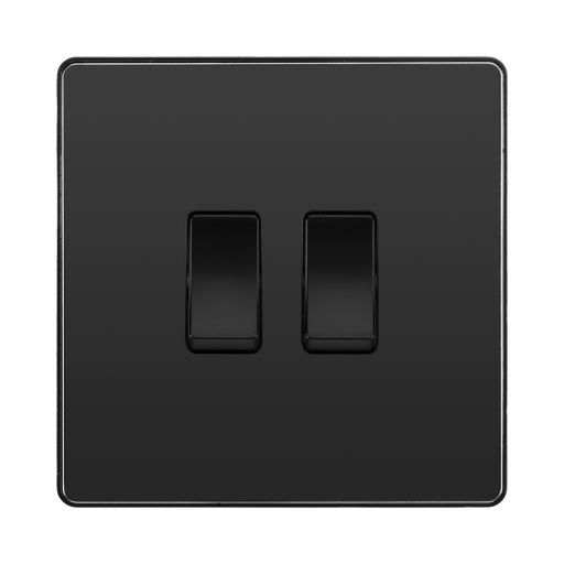 BG Evolve Black Chrome 2G 2W Light Switch PCDBC42B