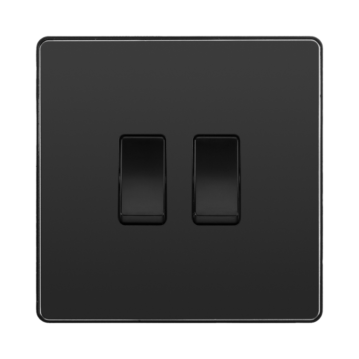BG Evolve Black Chrome 2G 2W Light Switch PCDBC42B