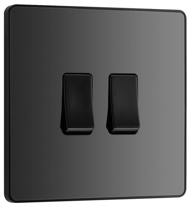 BG Evolve Polycarbonate Black Chrome 2G Light Switch PCDBC42B Available From RS Electrical left side