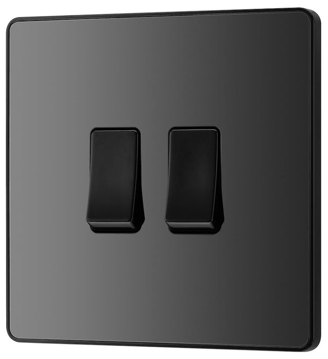 BG Evolve Polycarbonate Black Chrome 2G Light Switch PCDBC42B Available From RS Electrical right side
