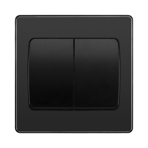BG Evolve Black Chrome 2G 2W Wide Rocker Light Switch PCDBC42WB