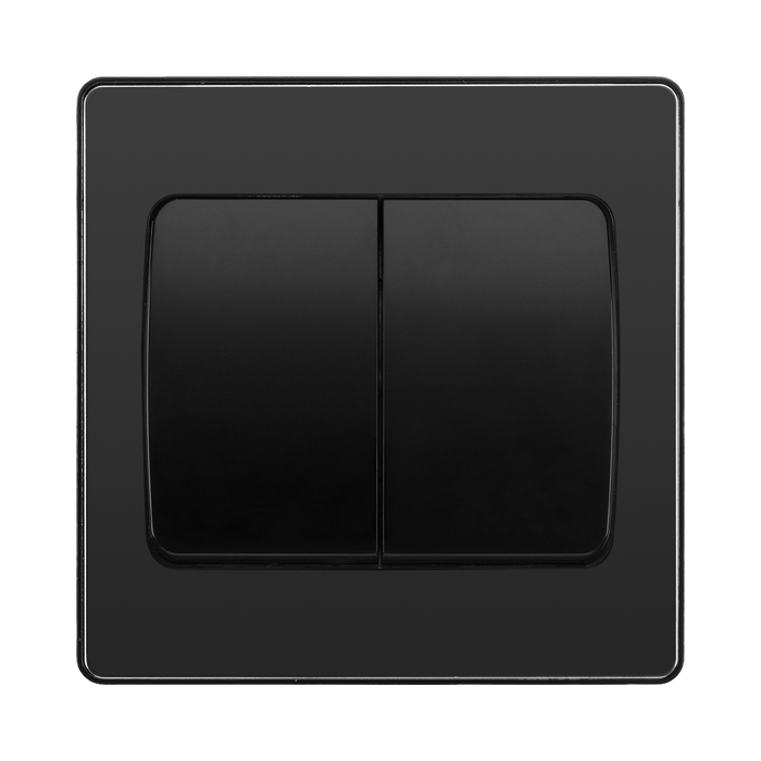 BG Evolve Black Chrome 2G 2W Wide Rocker Light Switch PCDBC42WB