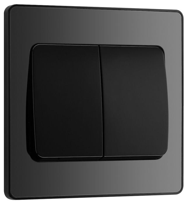 BG Evolve Polycarbonate Black Chrome 2G Wide Rocker Light Switch PCDBC42WB Available From RS Electrical left side