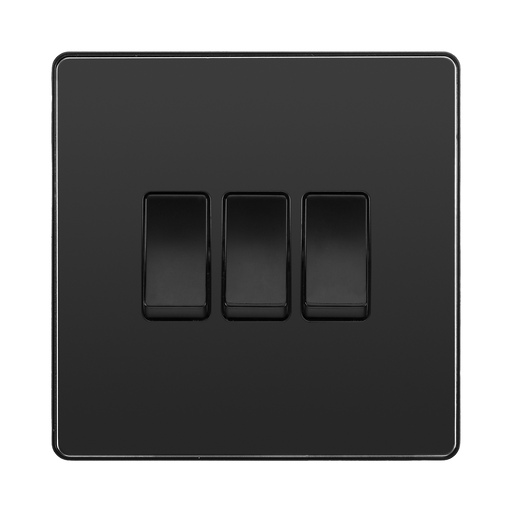 BG Evolve Black Chrome 3G 2W Light Switch PCDBC43B