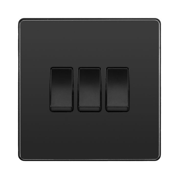 BG Evolve Black Chrome 3G 2W Light Switch PCDBC43B