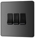 BG Evolve Polycarbonate Black Chrome 3G Light Switch PCDBC43B Available From RS Electrical right side