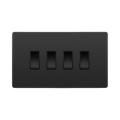 BG Evolve Black Chrome 4G 2W Light Switch PCDBC44B