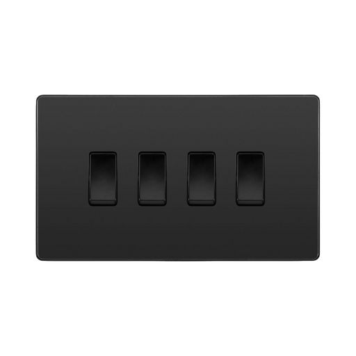 BG Evolve Black Chrome 4G 2W Light Switch PCDBC44B