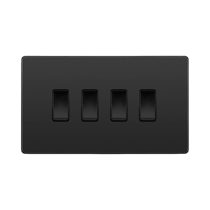 BG Evolve Black Chrome 4G 2W Light Switch PCDBC44B