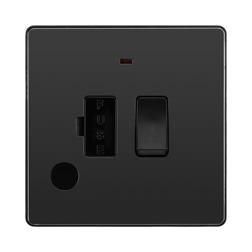 BG Evolve Black Chrome 13A Switched Spur with LED and Flex Outlet PCDBC52B