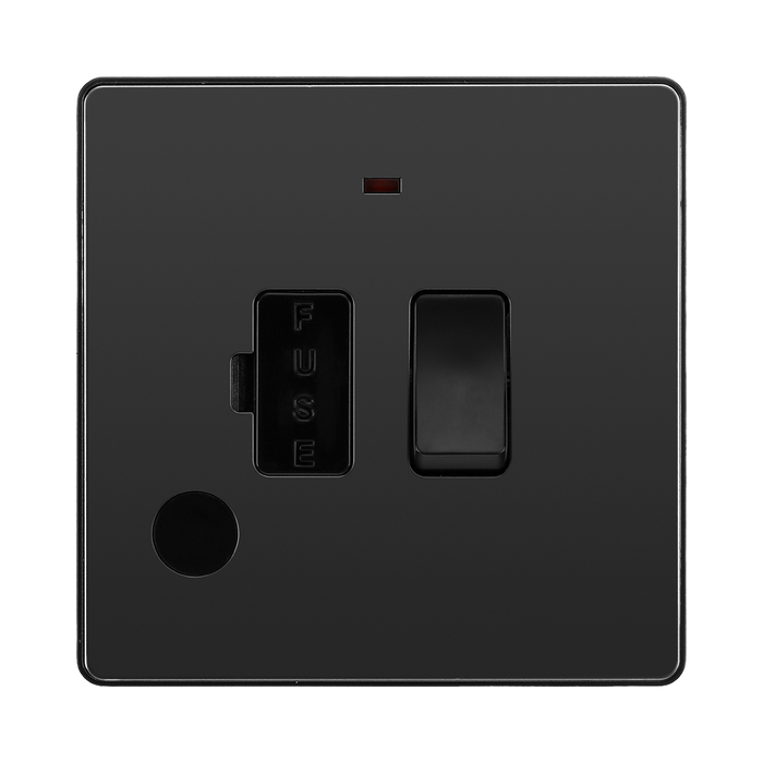 BG Evolve Black Chrome 13A Switched Spur with LED and Flex Outlet PCDBC52B