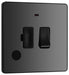 BG Evolve Polycarbonate Black Chrome 13A Switched Spur with Neon and Flex Outlet PCDBC52B Available From RS Electrical left side