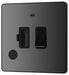 BG Evolve Polycarbonate Black Chrome 13A Switched Spur with Neon and Flex Outlet PCDBC52B Available From RS Electrical right side