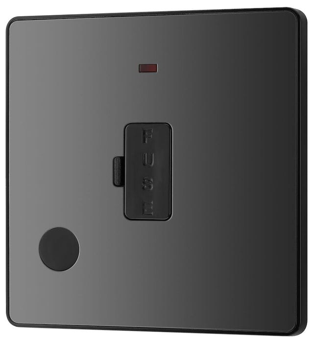 BG Evolve Polycarbonate Black Chrome 13A Unswitched Spur with Neon and Flex Outlet PCDBC54B Available From RS Electrical right side