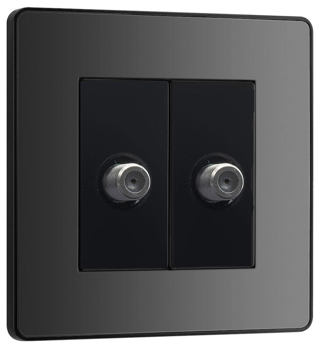 BG Evolve Polycarbonate Black Chrome Double Satellite Socket PCDBC612B Available From RS Electrical left side