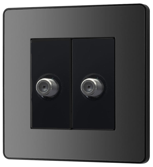 BG Evolve Polycarbonate Black Chrome Double Satellite Socket PCDBC612B Available From RS Electrical right side