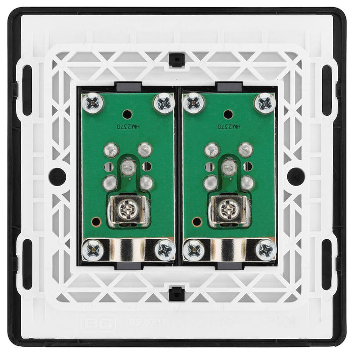 BG Evolve Polycarbonate Black Chrome Double Satellite Socket PCDBC612B Available From RS Electrical back side