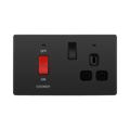 BG Evolve Black Chrome 45A Cooker Switch with double pole switch and LED PCDBC70B