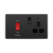 BG Evolve Black Chrome 45A Cooker Switch with double pole switch and LED PCDBC70B