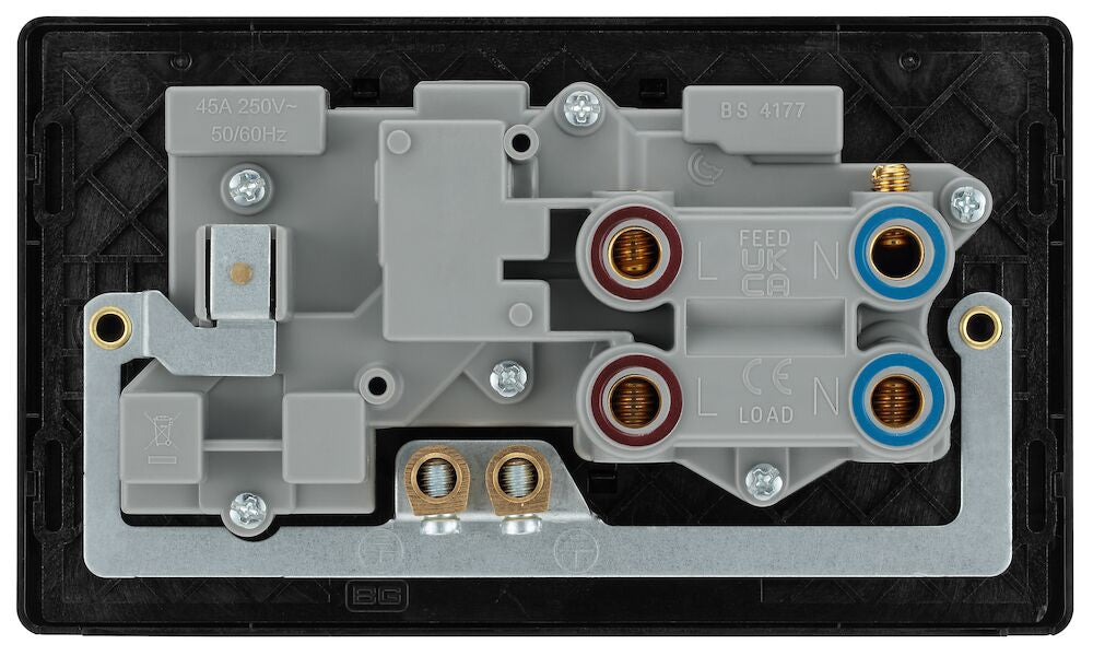 BG Evolve Polycarbonate Black Chrome Cooker Switch with 13A Socket PCDBC70B Available From RS Electrical back side
