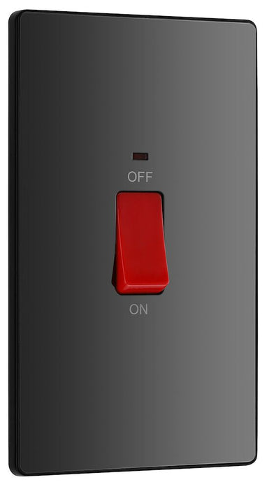 BG Evolve Polycarbonate Black Chrome 45A Cooker Switch with Neon PCDBC72B Available From RS Electrical left side