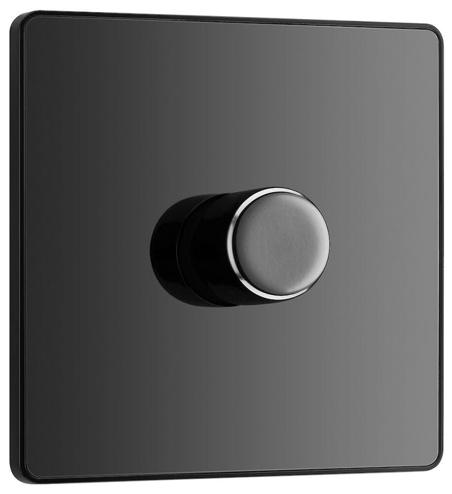 BG Evolve Polycarbonate Black Chrome 1G Dimmer Switch PCDBC81B Available From RS Electrical left side
