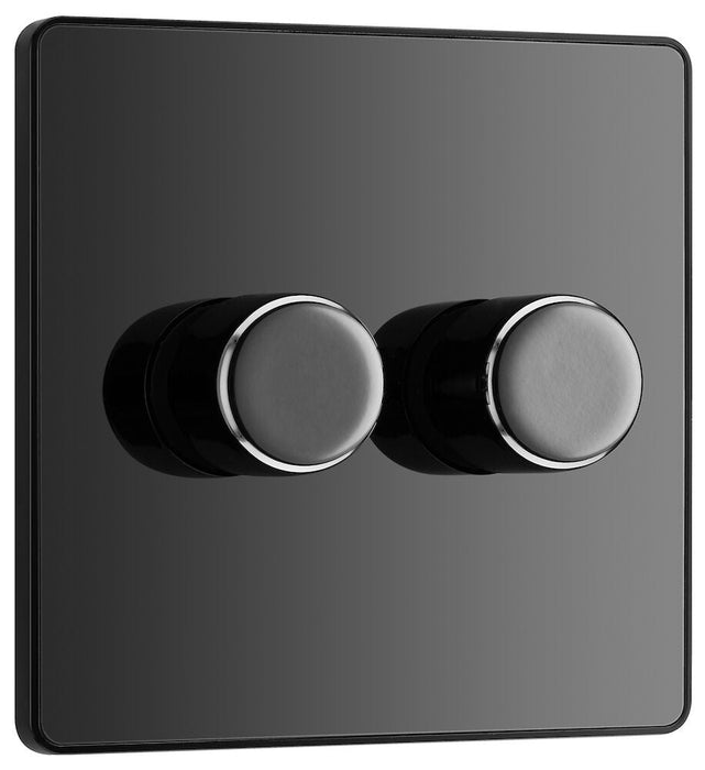 BG Evolve Polycarbonate Black Chrome 2G Dimmer Switch PCDBC82B Available From RS Electrical left side