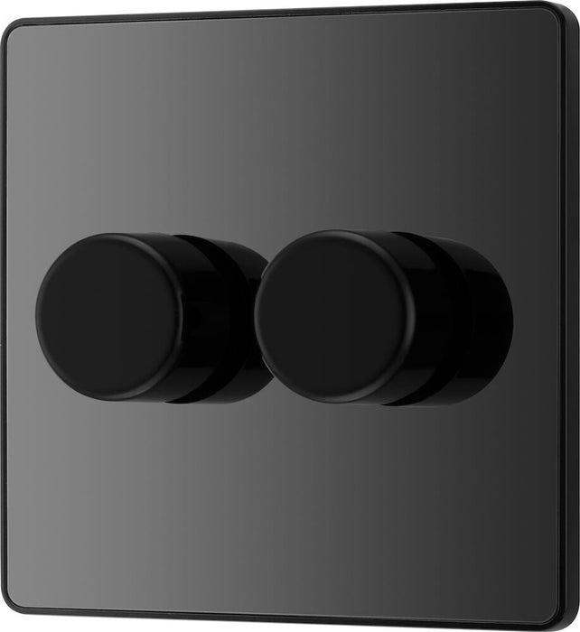 BG Evolve Polycarbonate Black Chrome 2G Dimmer Switch PCDBC82B Available From RS Electrical right side