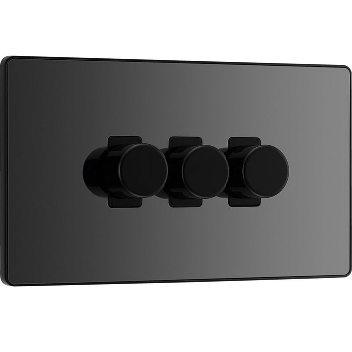 BG Evolve Polycarbonate Black Chrome 3G Dimmer Switch PCDBC83B Available From RS Electrical left side