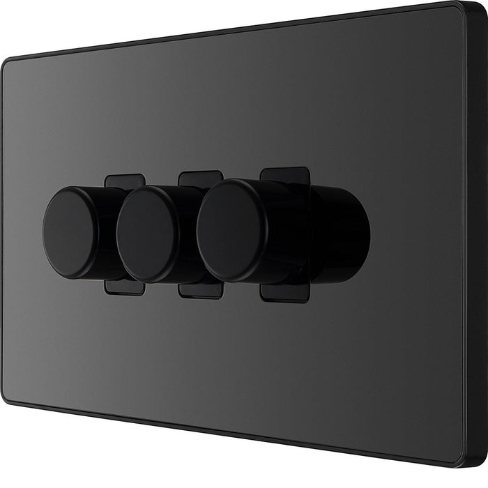 BG Evolve Polycarbonate Black Chrome 3G Dimmer Switch PCDBC83B Available From RS Electrical right side