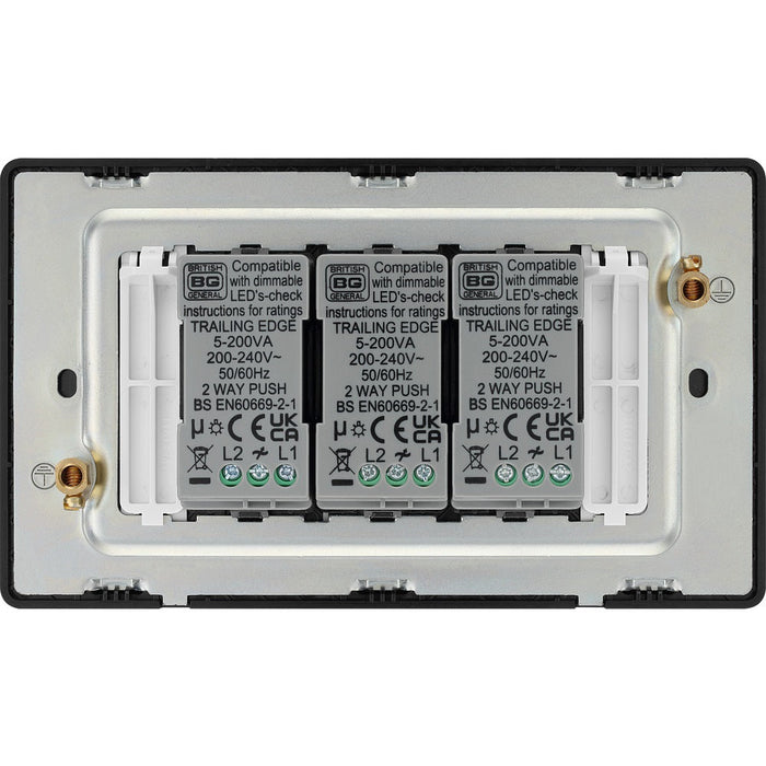 BG Evolve Polycarbonate Black Chrome 3G Dimmer Switch PCDBC83B Available From RS Electrical back side