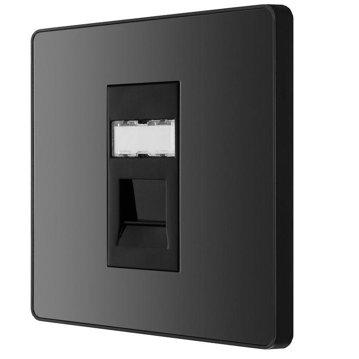 BG Evolve Polycarbonate Black Chrome Single Cat6 Data Outlet Socket PCDBCRJ4516B Available From RS Electrical right side
