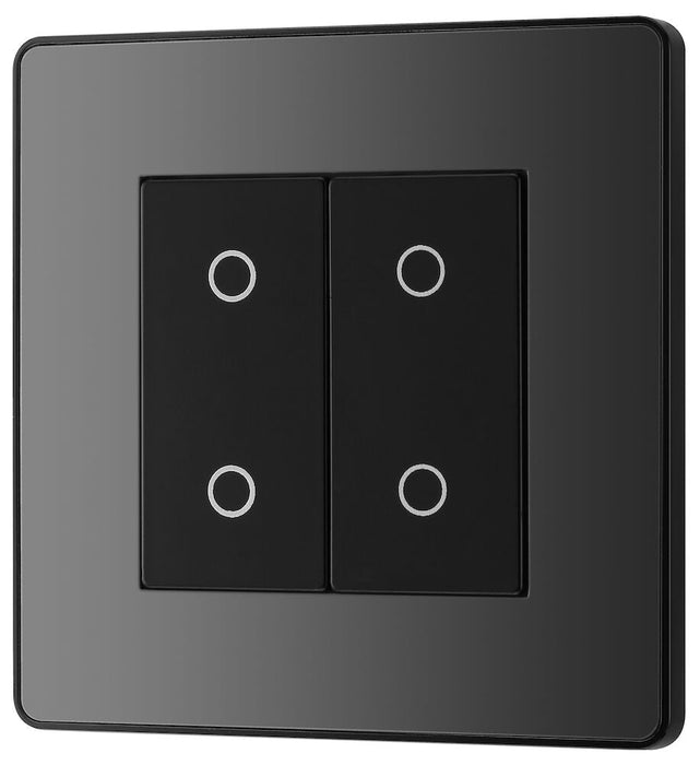 BG Evolve Polycarbonate Black Chrome Double Master Touch Dimmer Switch PCDBCTDM2B Available From RS Electrical right side