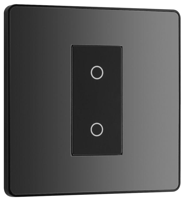 BG Evolve Polycarbonate Black Chrome Single Secondary Touch Dimmer Switch PCDBCTDS1B Available From RS Electrical left side