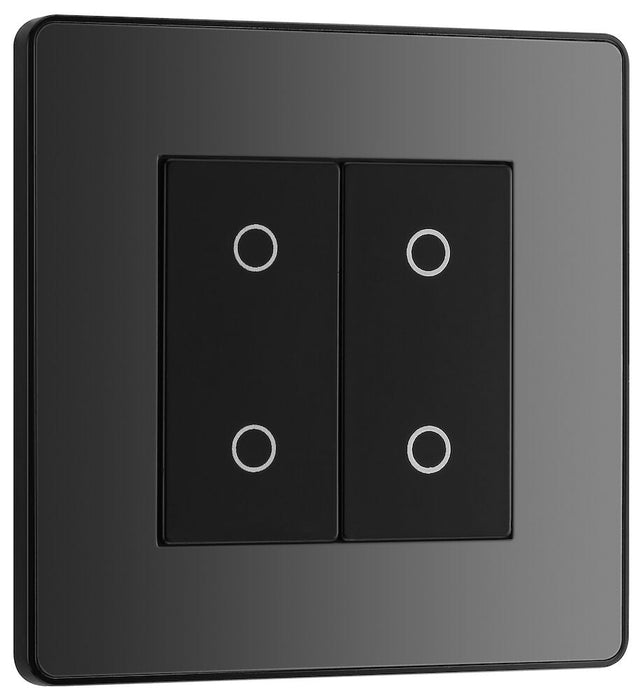 BG Evolve Polycarbonate Black Chrome Double Secondary Touch Dimmer Switch PCDBCTDS2B Available From RS Electrical left side